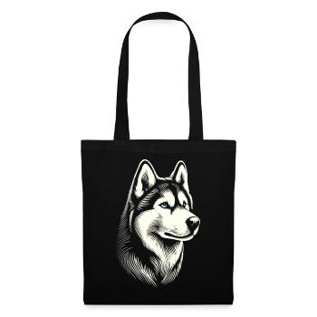 Husky head, black white, dog sled - Tote Bag - black - Front