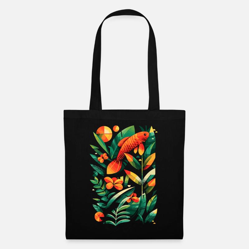 Graphique de pêche - Sac en tissu - noir
