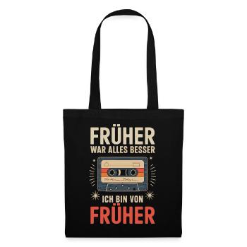 Retro Cassette Tape German Funny Quote - Sac en tissu - noir - Devant