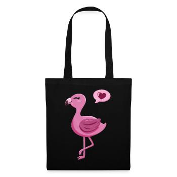 Flamant rose mignon avec coeur - Sac en tissu - noir - Devant