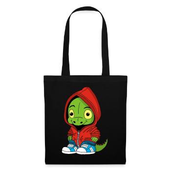 Niedlicher kleiner Dinosaurier - Stoffbeutel - Schwarz - Vorne