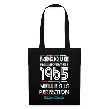 Anniversaire 60 ans - Fabriquée en Novembre 1965 - Sac en tissu - noir - Devant