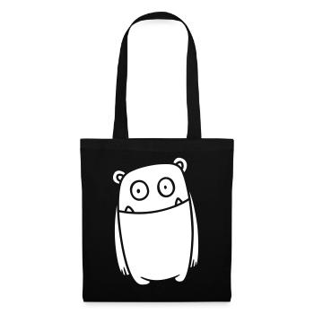 Monster Fröhlich – Lustiges Kawaii Comic Design - Stoffbeutel - Schwarz - Vorne