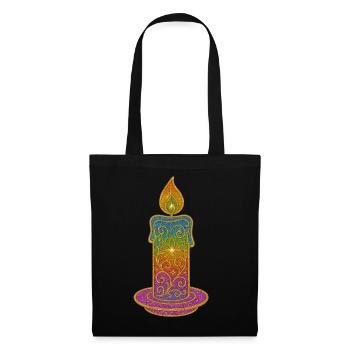 Regenbogen Kerzenflamme Glitzerdesign - Stoffbeutel - Schwarz - Vorne