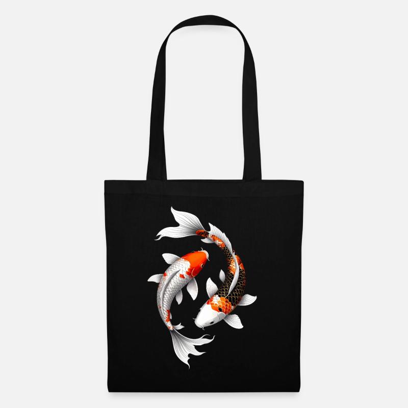 Glowing Spiral Koi Carp - Tote Bag - black