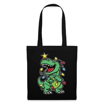 Imprimé élégant avec le sapin de Noël Dino « Tree Rex » - Sac en tissu - noir - Devant