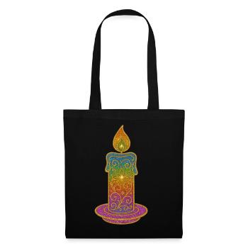 Glitter Candle Gradient Ornament - Tote Bag - black - Front