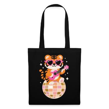 Drôle de tigre disco danse boule groovy des années 80 - Sac en tissu - noir - Devant