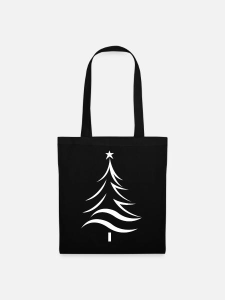 Weihnachtsbaum Silhouette Stil - Stoffbeutel - Schwarz