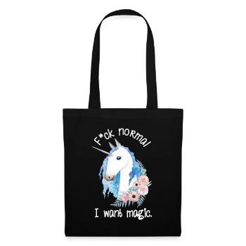 Fuck Normal I Want Magic – Einhorn Aquarell - Stoffbeutel - Schwarz - Vorne