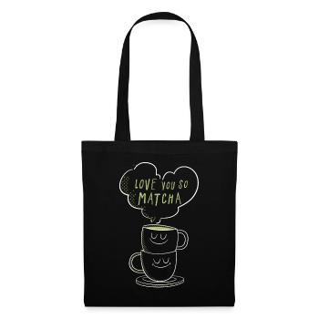 Je t’aime tellement, matcha petit proverbe - Sac en tissu - noir - Devant