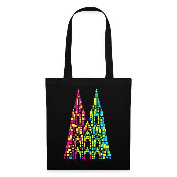 Kölner Dom Fasching Karneval Konfetti Geschenk - Stoffbeutel - Schwarz - Vorne