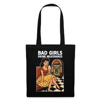 50s Pin-Up: Bad Girls Drink Milkshakes Rockabilly - Stoffbeutel - Schwarz - Vorne