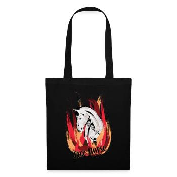 Fire Horse - Illustration with flames - Tote Bag - black - Front