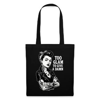 Pin-Up Rockabella : Fille tatouée hors-la-loi & veste en cuir - Sac en tissu - noir - Devant