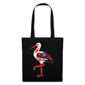 Folk Stork standing on one leg - Tote Bag - black - Front