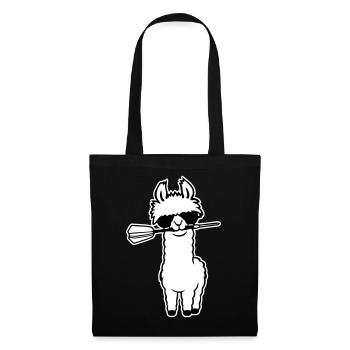 Cooles Lama Alpaka Sonnenbrille Dartpfeil Maul Süß - Stoffbeutel - Schwarz - Vorne