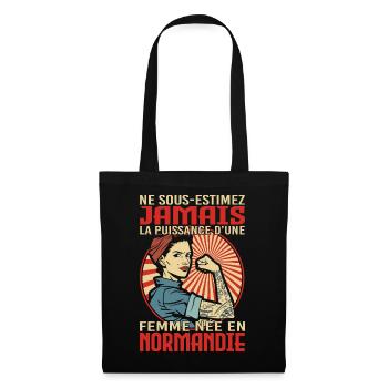 Femme née en Normandie humour fierté normande - Sac en tissu - noir - Devant