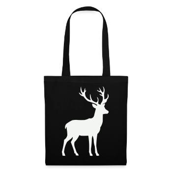 Hirsch Silhouette - Stoffbeutel - Schwarz - Vorne
