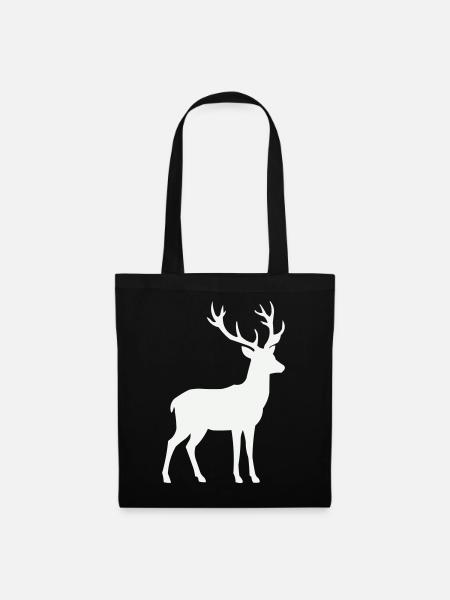 Hirsch Silhouette - Stoffbeutel - Schwarz
