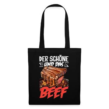 Der Schöne Und Das Beef Lustiger Grillmeister BBQ - Stoffbeutel - Schwarz - Vorne