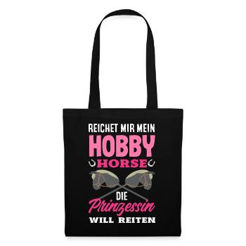 Hobby Horse Prinzessin Reiten - Stoffbeutel - Schwarz - Vorne