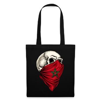 Crâne du drapeau marocain du Maroc - Sac en tissu - noir - Devant