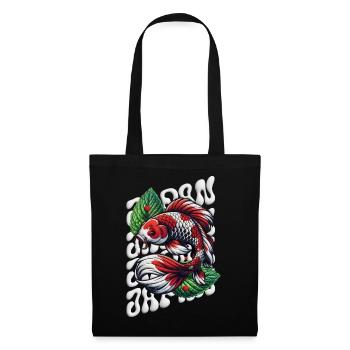 Poisson Koi Style Zen Pelucheux - Sac en tissu - noir - Devant