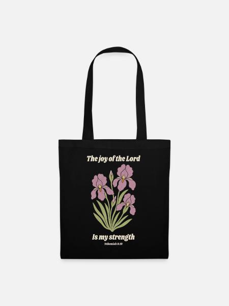 Die Freude des Herrn – Iris-Blumendesign - Stoffbeutel - Schwarz