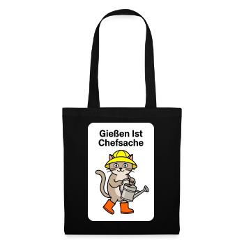 Gießen Ist Chefsache T-Shirt Gärtner Lustig - Stoffbeutel - Schwarz - Vorne