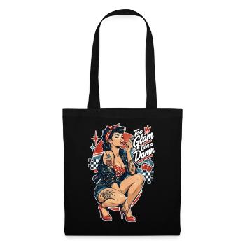 Rockabilly Outlaw Pin-Up: Too Glam to Damn - Stoffbeutel - Schwarz - Vorne