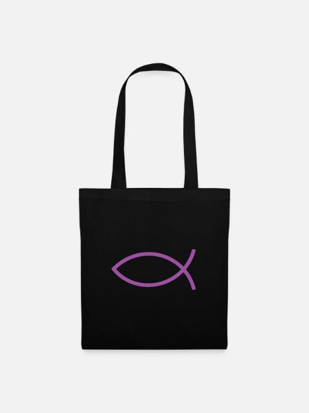 Jesusfisch Ichthys Fisch Fische - Stoffbeutel - Schwarz