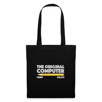 L’ordinateur d’origine| Crayon, Gomme - Sac en tissu - noir - Devant