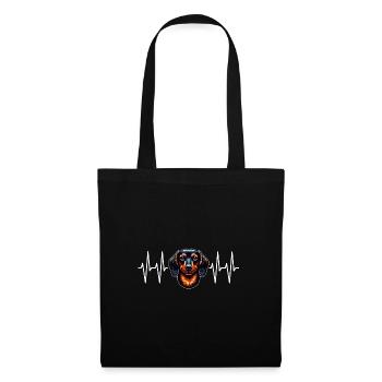 Dachshund portrait with heart line for dachshund friends - Tote Bag - black - Front