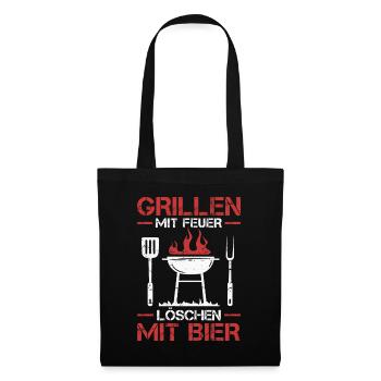 Griller BBQ Grill Grillmeister Grillen Grillparty - Stoffbeutel - Schwarz - Vorne