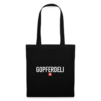 Gopferdeli | Schweiz, Sprichwort, Ski fahren - Stoffbeutel - Schwarz - Vorne