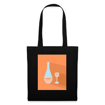 Flasche und Glas - Stoffbeutel - Schwarz - Vorne