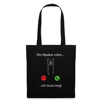 die alpakas rufen ... ich muss weg - Stoffbeutel - Schwarz - Vorne