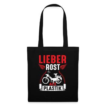 Lieber Rost als Plastik Zweitakt Roller Mofa Moped - Stoffbeutel - Schwarz - Vorne