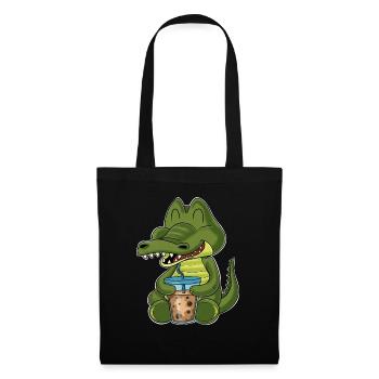 Bubble Tea Kawaii Crocodile I Boba Tea Otaku - Stoffbeutel - Schwarz - Vorne