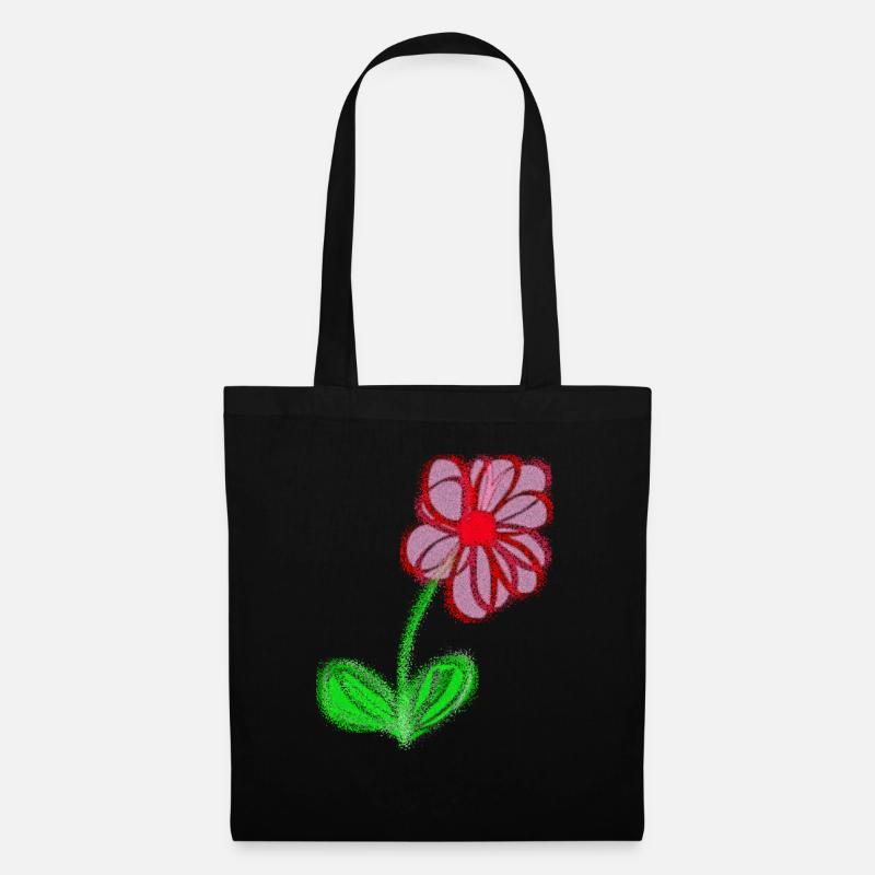 Rotes Blümchen handgemalt abstrakt Blume Pixel - Stoffbeutel - Schwarz