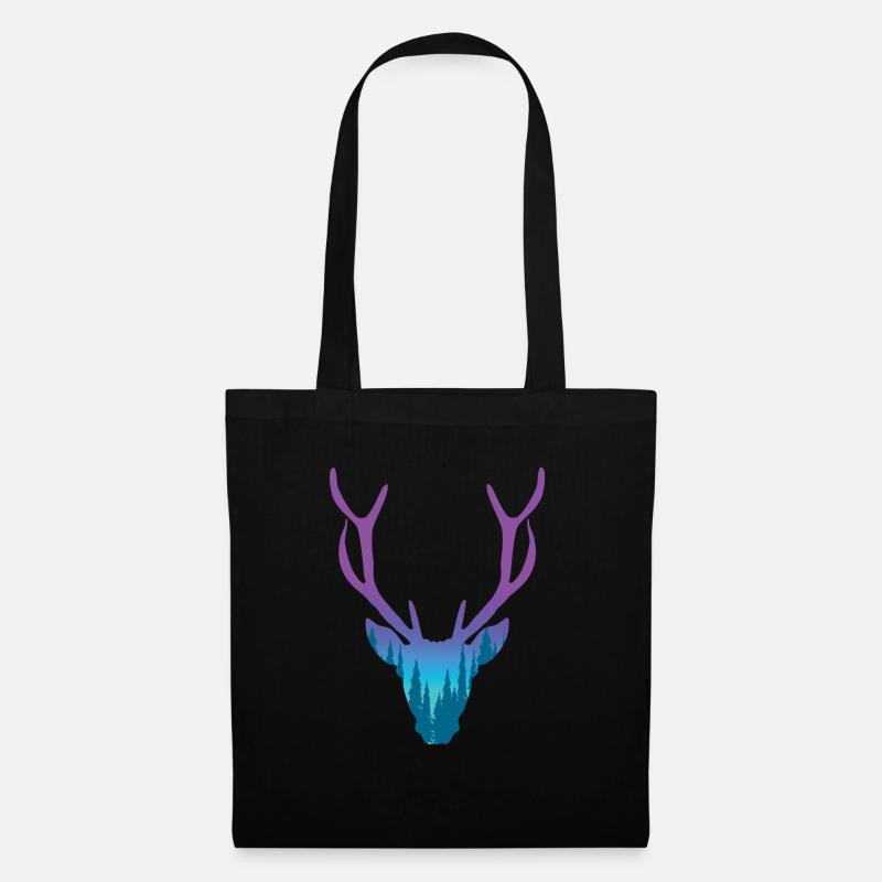 Tête de cerf - Sac en tissu - noir