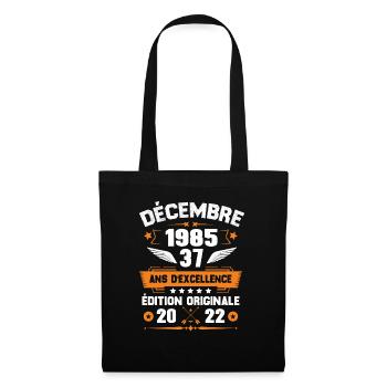 Décembre 1985 Idée Cadeau D'anniversaire 37 Ans - Sac en tissu - noir - Devant