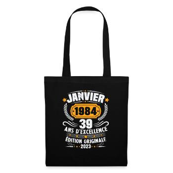 Cadeau D'anniversaire 39 Ans Janvier 1984 Vintage - Sac en tissu - noir - Devant