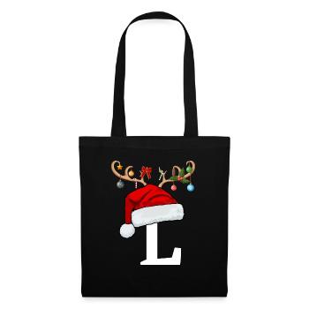 Lettre L bonnet de Noël - Sac en tissu - noir - Devant