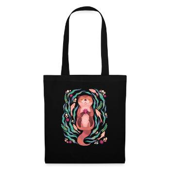 Sleepy Otter In the sea T Shirt - Tote Bag - black - Front