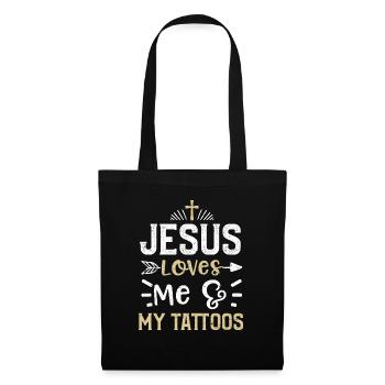 Jesus Loves Me & My Tattoos - Tote Bag - black - Front