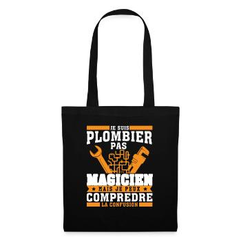Plombier Pas Magicien Plomberie - Sac en tissu - noir - Devant