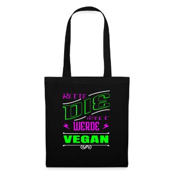 veganes essen geburtstagsgeschenkidee geschenk - Stoffbeutel - Schwarz - Vorne