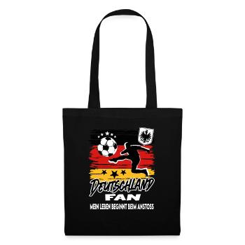 Fußball Deutschland Fussball Fan Anstoss - Stoffbeutel - Schwarz - Vorne